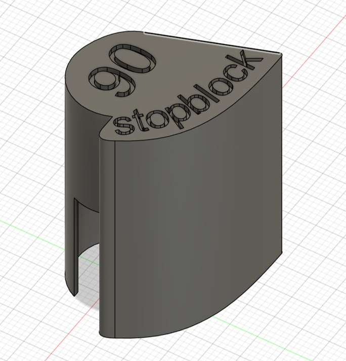 stopblock in montierter Ansicht am Scharnier